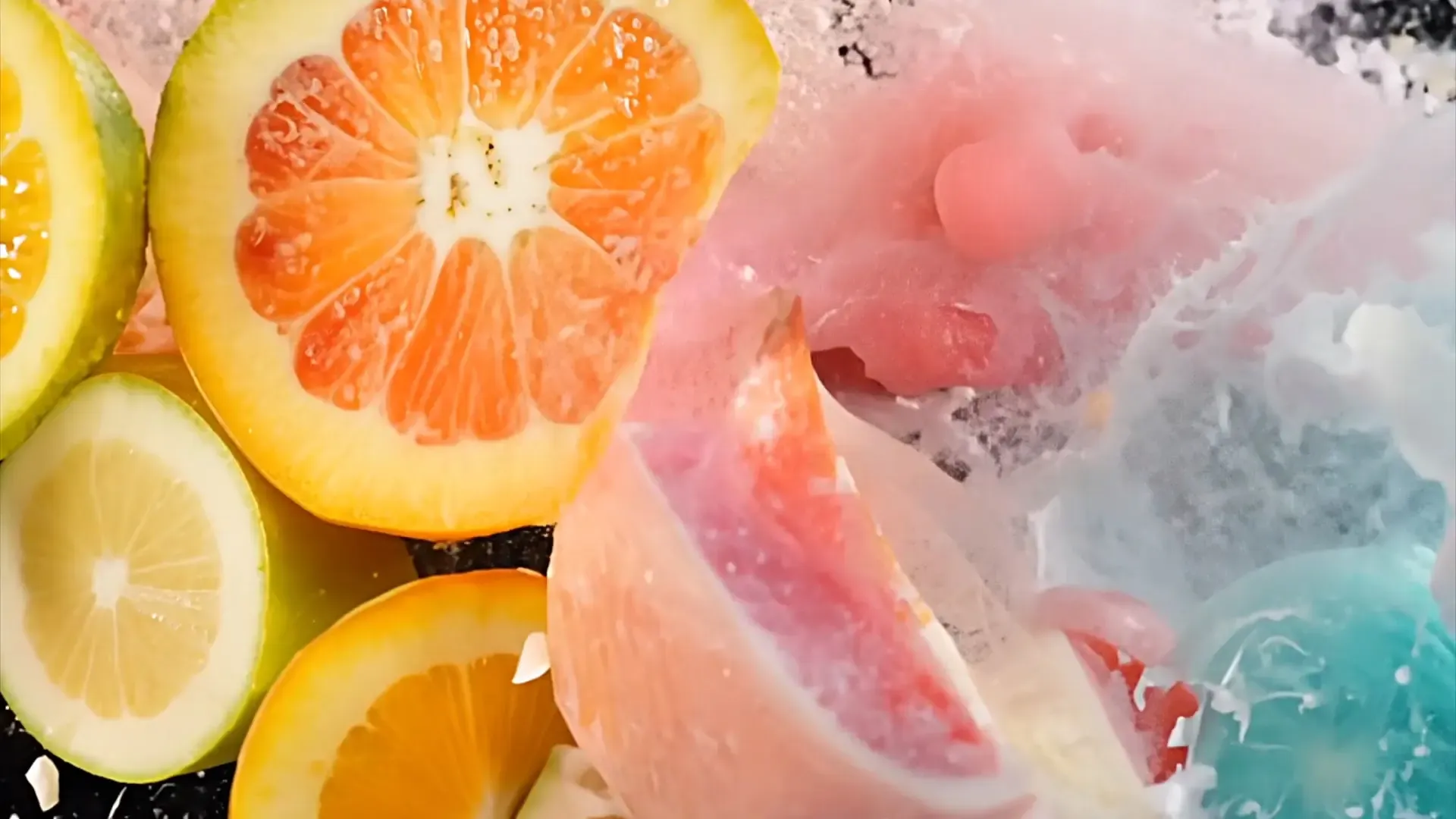 Refreshing Citrus Splash Explosion Overlay for Beverage Commercials